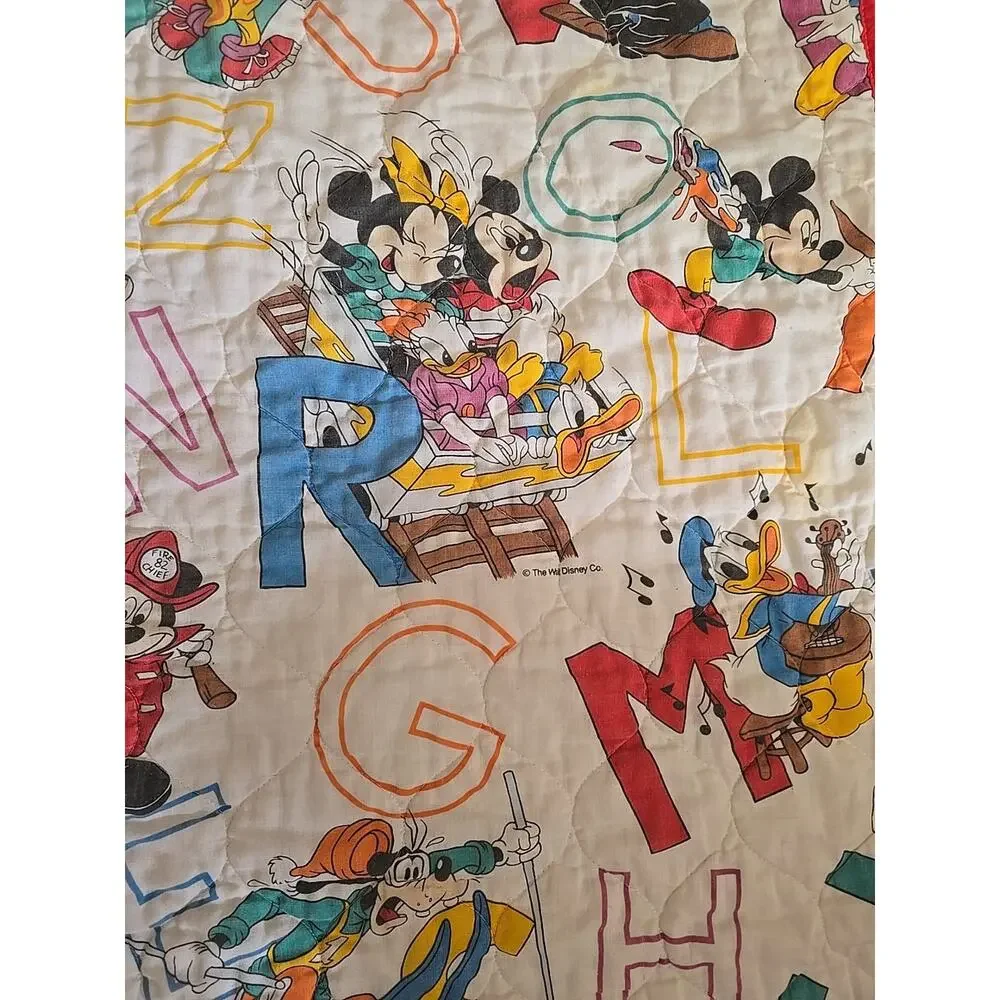 Vintage Dundee Micky Mouse ABC Alphabet Quilted Baby Bedding‎ Blanket 39